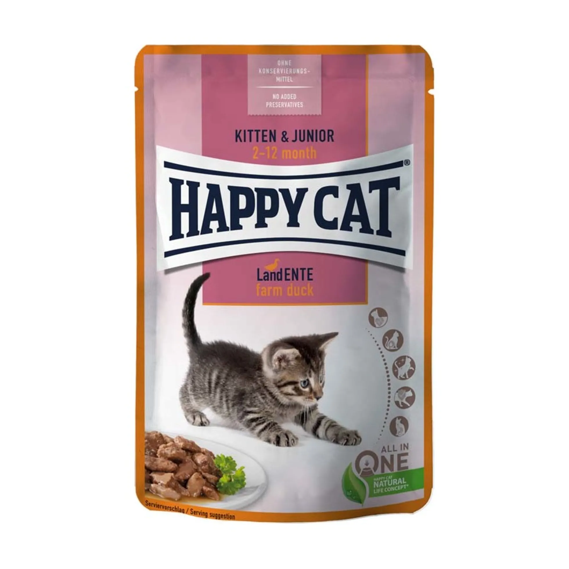 Happy Cat Meat in Sauce Kitten & Junior Duck