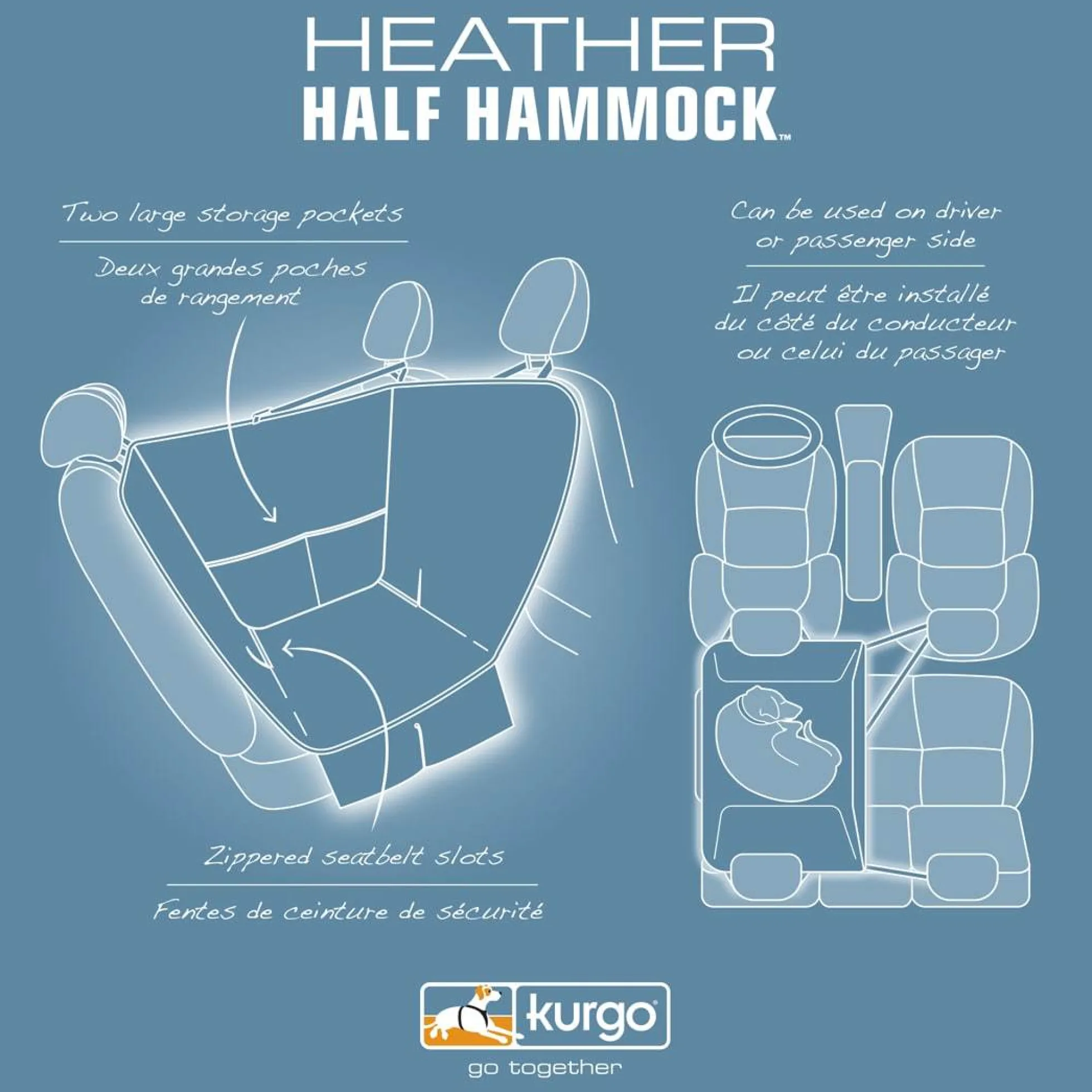 Kurgo Half Hammock Sätesskydd för Baksäte