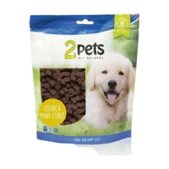 2pets Dogsnack Mini Cubes Ostrich