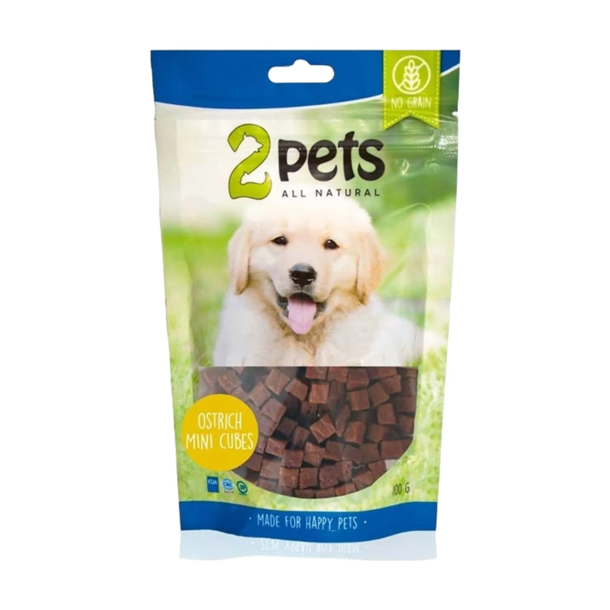 2pets Dogsnack Mini Cubes Ostrich