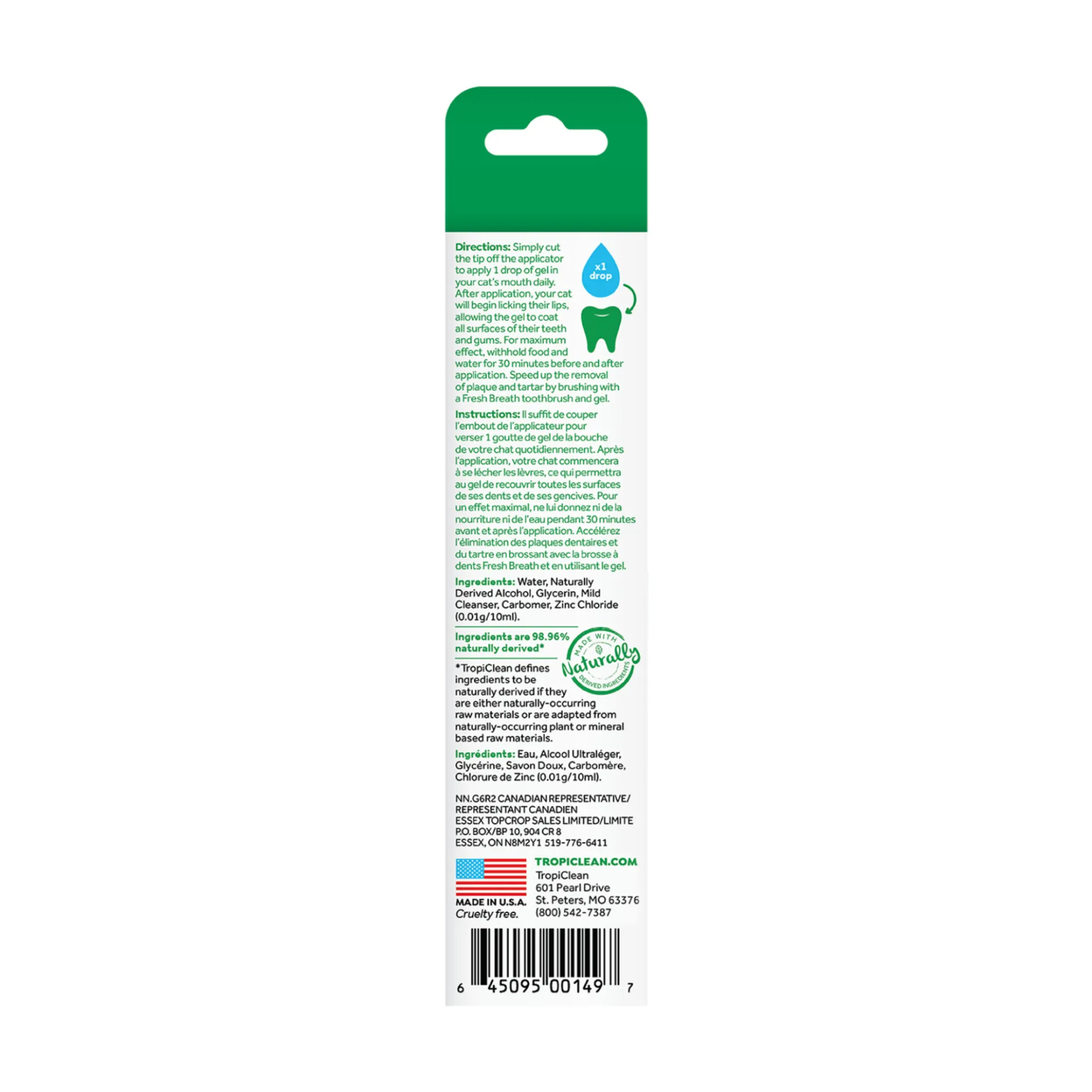 TropiClean Clean Teeth Oral Care Gel för Katt